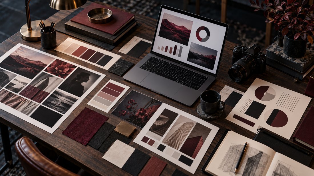 Illustrative creative brand and campaign planning workspace